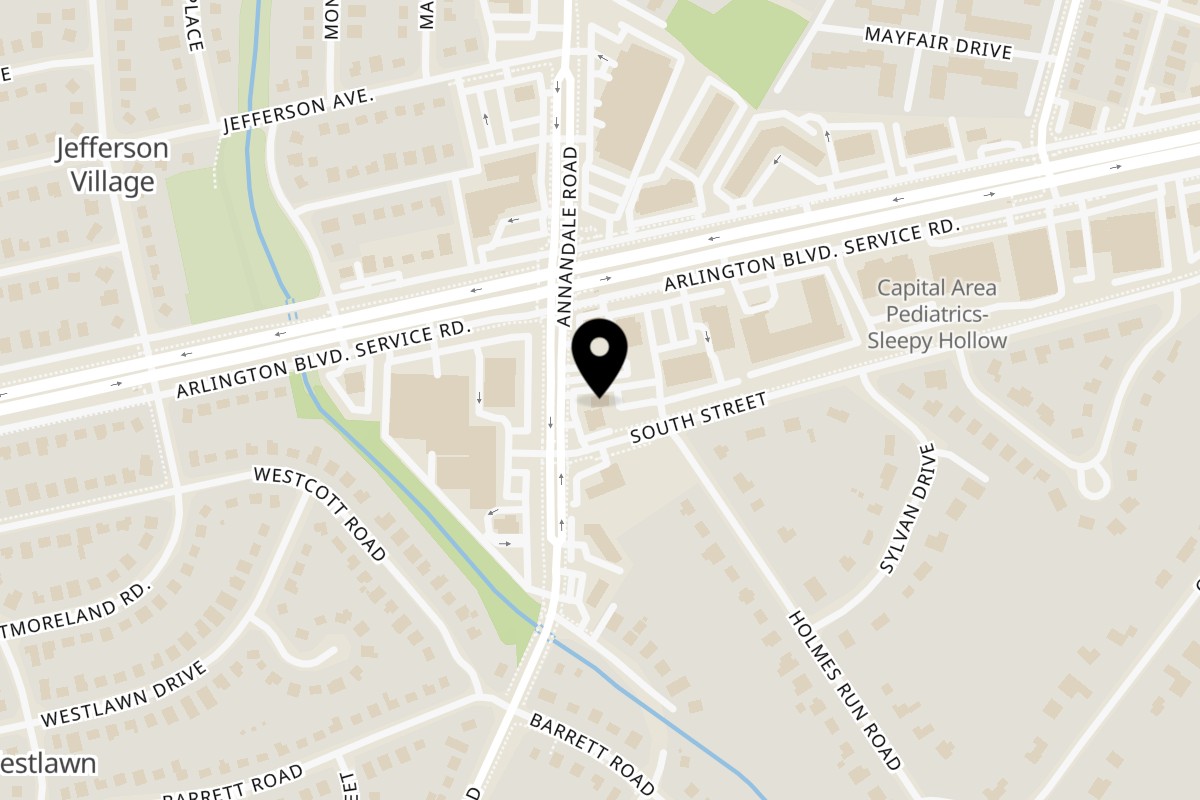 Map showing the location of El Taquito Restaurante Bar & Grill on 3013 Annandale Rd in Falls Church